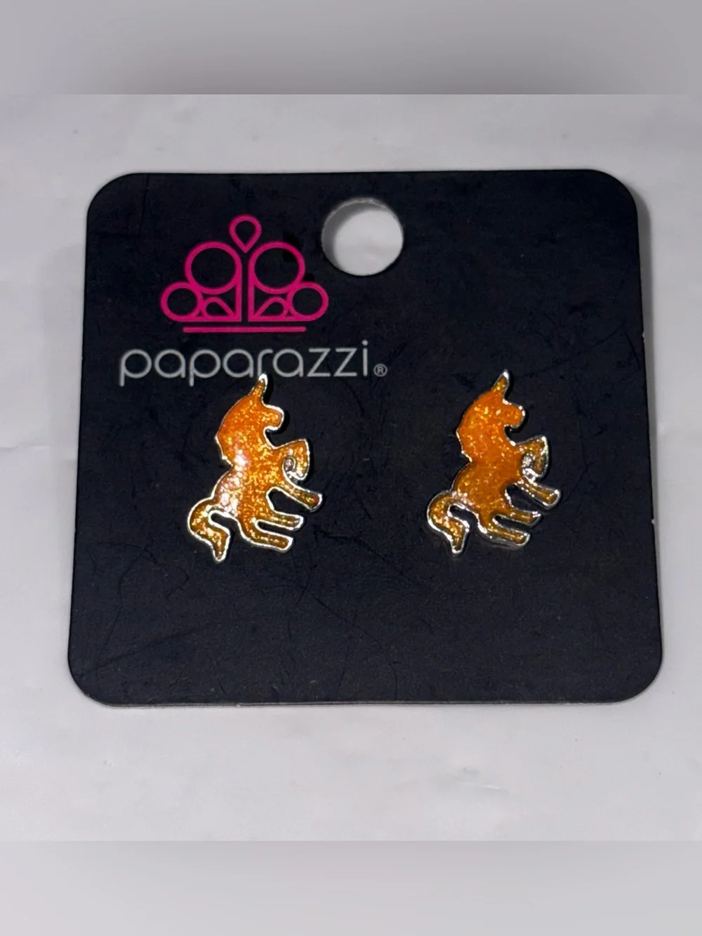 New Paparazzi Limited Edition Unicorn Orange Glitter Post Earrings